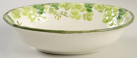 Grape Arbor Green 10" Oval Vegetable Bowl