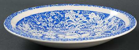 Hawaiian Flowers Blue Rim Soup Bowl