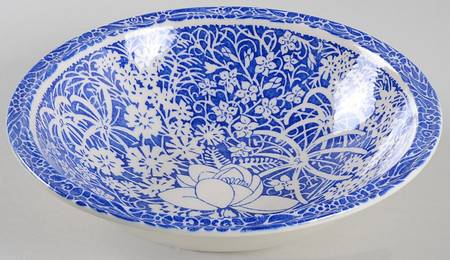 Hawaiian Flowers Blue 9" Round Vegetable Bowl