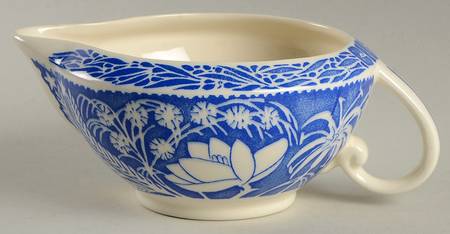 Hawaiian Flowers Blue Open Sauce Boat