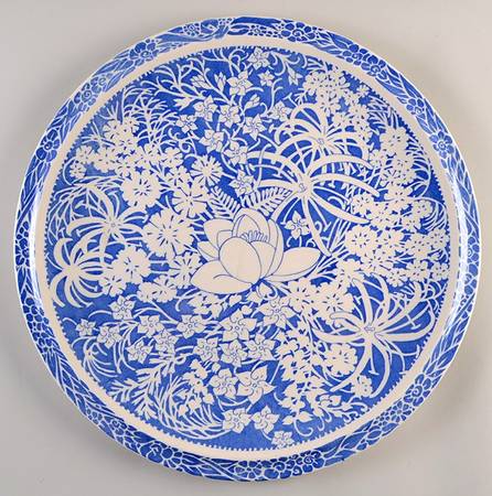 Hawaiian Flowers Blue 16" Chop Plate (Round Platter)