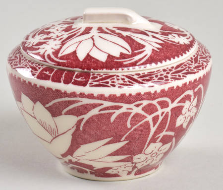 Hawaiian Flowers Maroon Individual Sugar Bowl & Lid