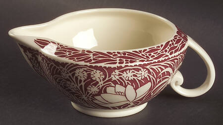 Hawaiian Flowers Maroon Open Sauce Boat