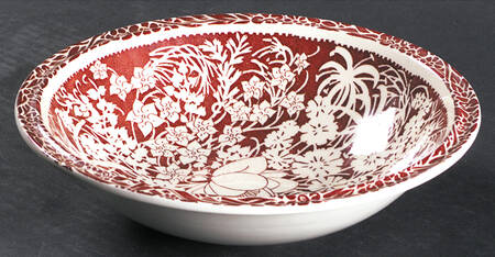 Hawaiian Flowers Maroon 8" Round Vegetable Bowl