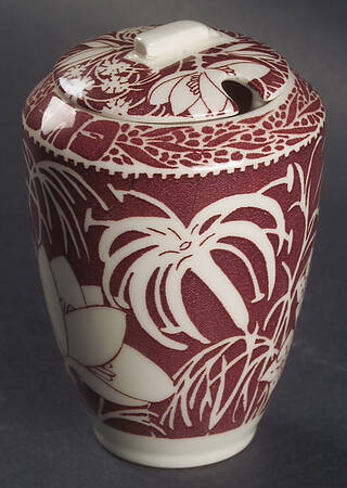 Hawaiian Flowers Maroon Jam/Jelly & Lid