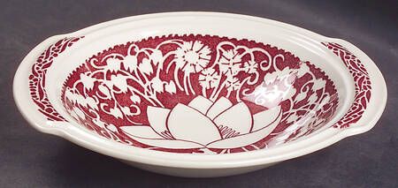 Hawaiian Flowers Maroon Lugged Chowder Bowl