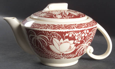 Hawaiian Flowers Maroon Teapot & Lid
