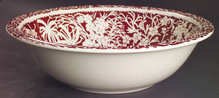 Hawaiian Flowers Maroon 11" Large Salad Serving Bowl