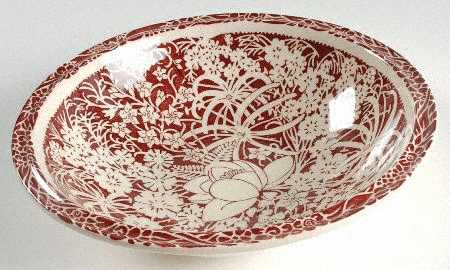 Hawaiian Flowers Maroon 9" Round Vegetable Bowl