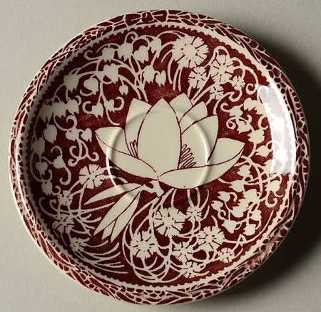 Hawaiian Flowers Maroon Saucer for Demitasse Cup