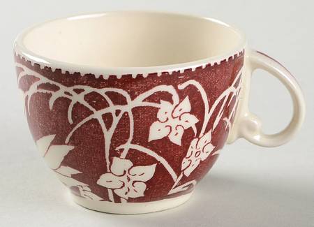 Hawaiian Flowers Maroon Flat Demitasse Cup