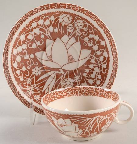 Hawaiian Flowers Orange Flat Cup & Saucer Set