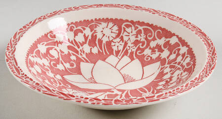 Hawaiian Flowers Pink Rim Cereal Bowl by Metlox - Poppytrail - Vernon