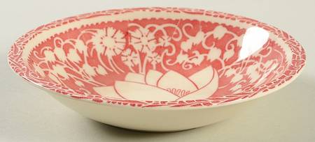 Hawaiian Flowers Pink Rim Fruit/Dessert (Sauce) Bowl