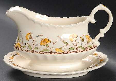 Hibiscus Gravy Boat with Attached Underplate