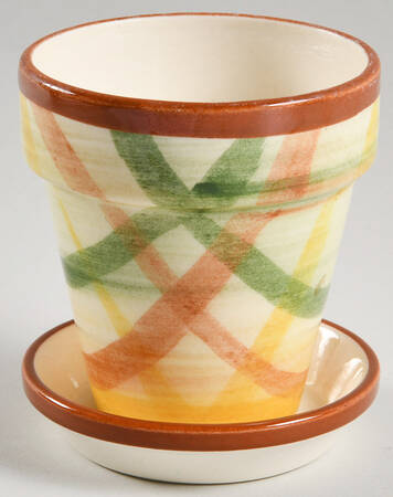 Homespun 3" Flower Pot & Underplate