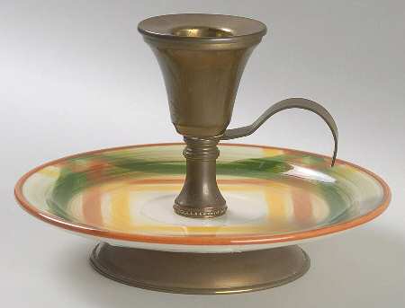 Homespun Candleholder (China Saucer & Brass)