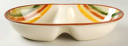 Homespun 11" Oval Divided Vegetable Bowl