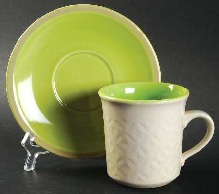 Impressions Green Flat Cup & Saucer Set