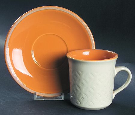 Impressions Orange Flat Cup & Saucer Set