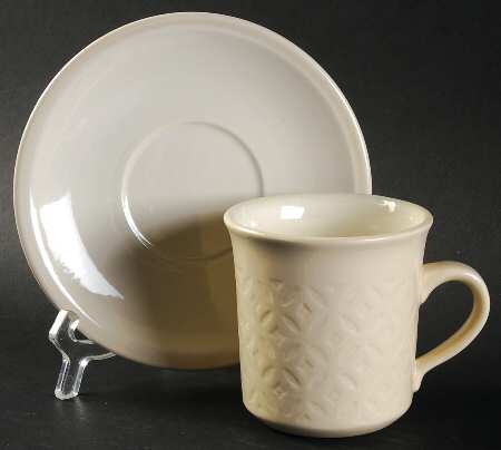 Impressions White Flat Cup & Saucer Set