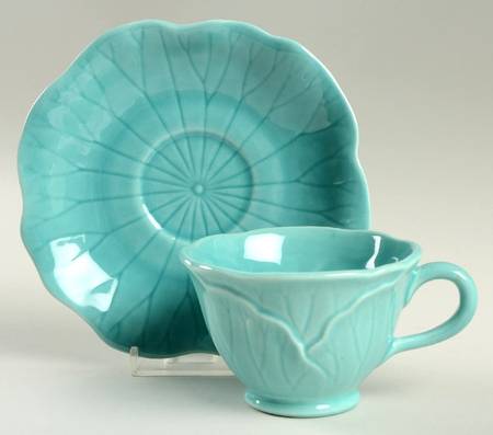 Lotus Aqua (Second Series) Footed Cup & Saucer Set