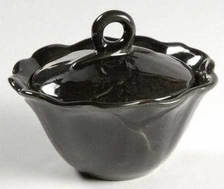 Lotus Black (Glossy) Sugar Bowl & Lid