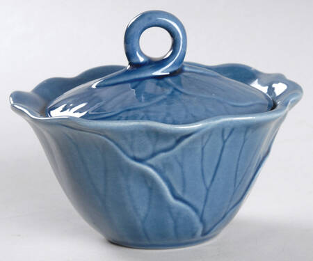 Lotus Medium Blue Sugar Bowl & Lid