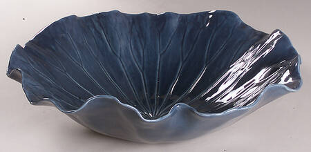 Lotus Medium Blue 15" Large Salad Serving Bowl