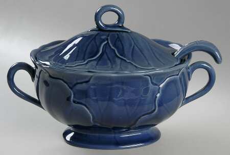 Lotus Medium Blue Tureen & Lid w/Ladle
