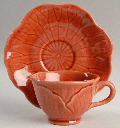 Lotus Brick Footed Cup & Saucer Set