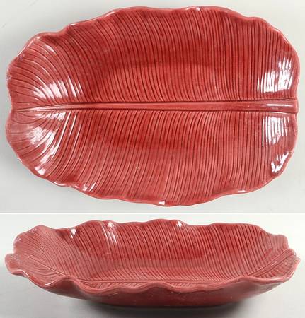 Lotus Cranberry 10" Oval Serving Platter