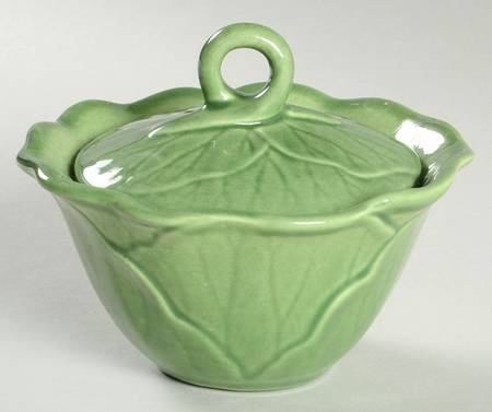 Lotus Evergreen Sugar Bowl & Lid