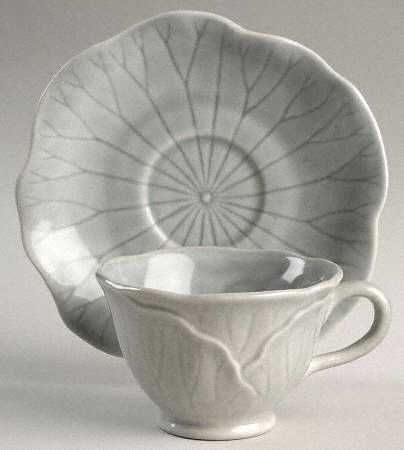 Lotus Gray Footed Cup & Saucer Set