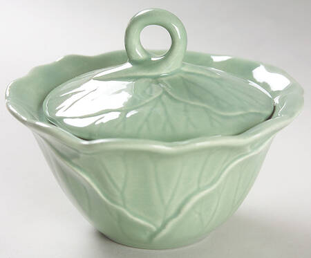 Lotus Jade Green Sugar Bowl & Lid