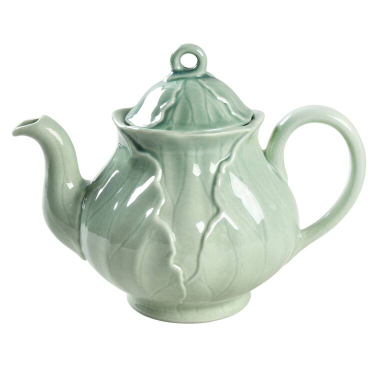 Lotus Jade Green Teapot & Lid