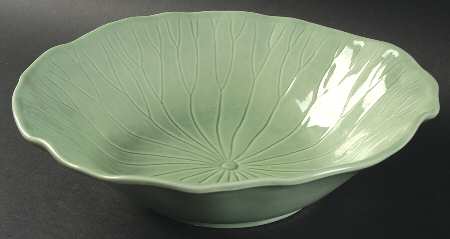 Lotus Jade Green 11" Round Vegetable Bowl