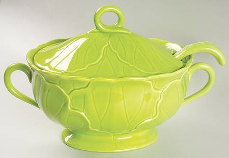 Lotus Lime Green Tureen & Lid w/Ladle