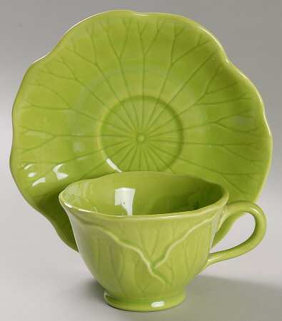 Lotus Lime Green Footed Cup & Saucer Set