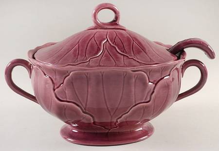 Lotus Plum Oval Tureen & Lid w/Ladle & Underplate