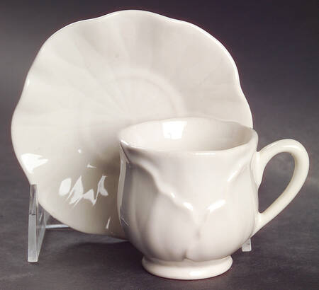 Lotus White Footed Demitasse Cup & Saucer Set