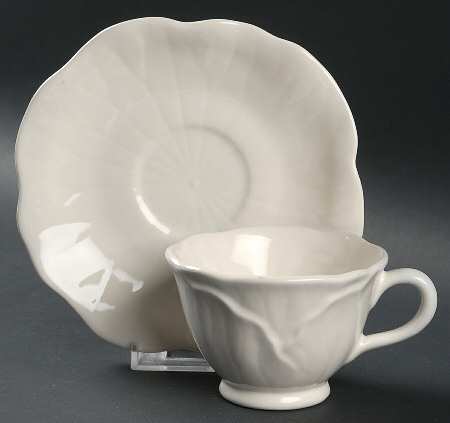 Lotus White Footed Cup & Saucer Set