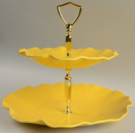 Lotus Bright Yellow 2 Tiered Serving Tray (Dinner & Salad Plate)