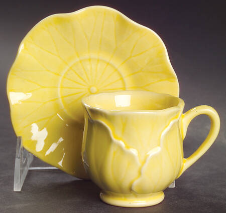 Lotus Canary Yellow (Light) Footed Demitasse Cup & Saucer Set