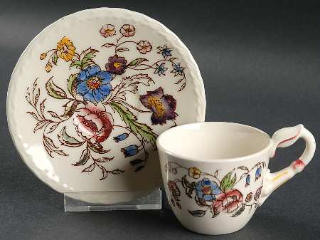May Flower Flat Demitasse Cup & Saucer Set
