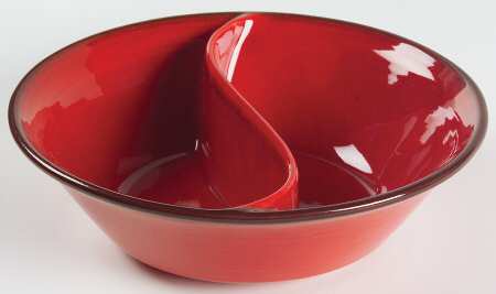 Medallion Red 9" Round Divided Vegetable Bowl