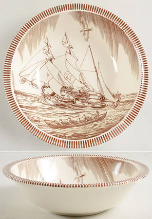 Moby Dick Brown 11" Large Salad Serving Bowl