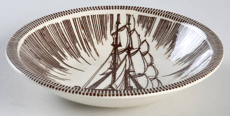 Moby Dick Brown Rim Fruit/Dessert (Sauce) Bowl