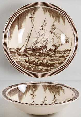 Moby Dick Brown 9" Round Vegetable Bowl