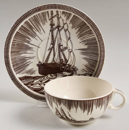 Moby Dick Brown Flat Cup & Saucer Set